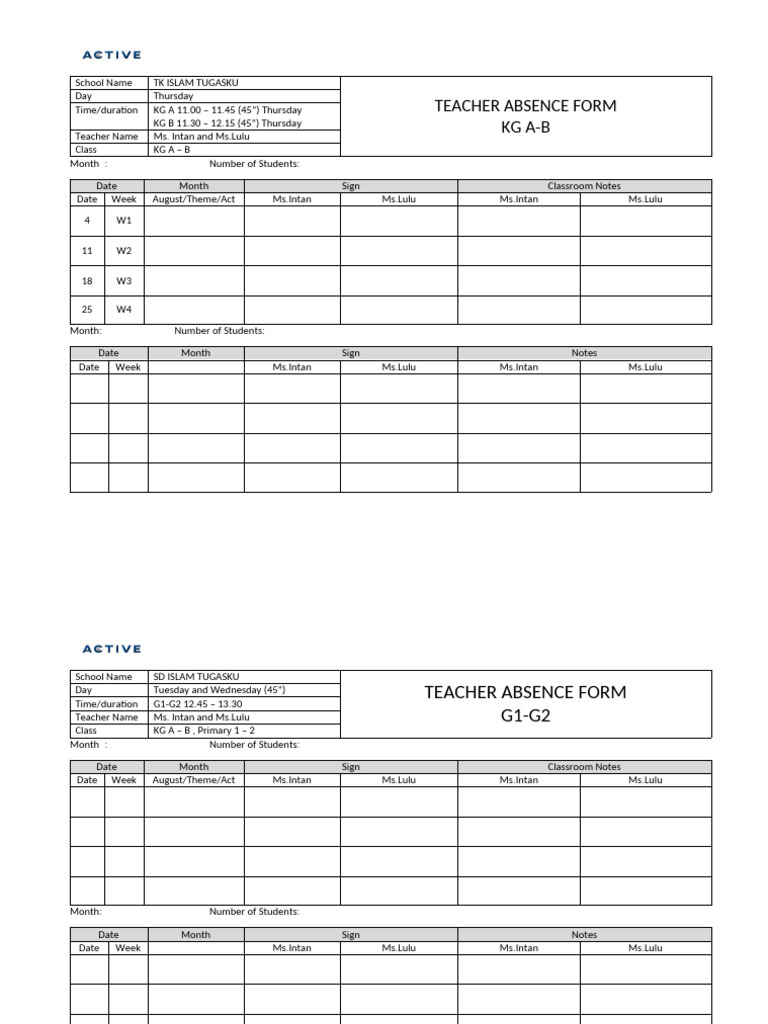 Absence Form Final | PDF