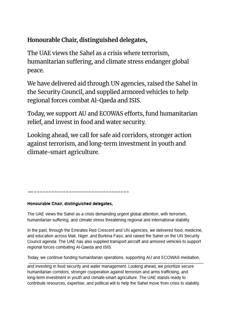 Model United Nations Short Notes for SAHEL CRISIS | PDF | Mali ...
