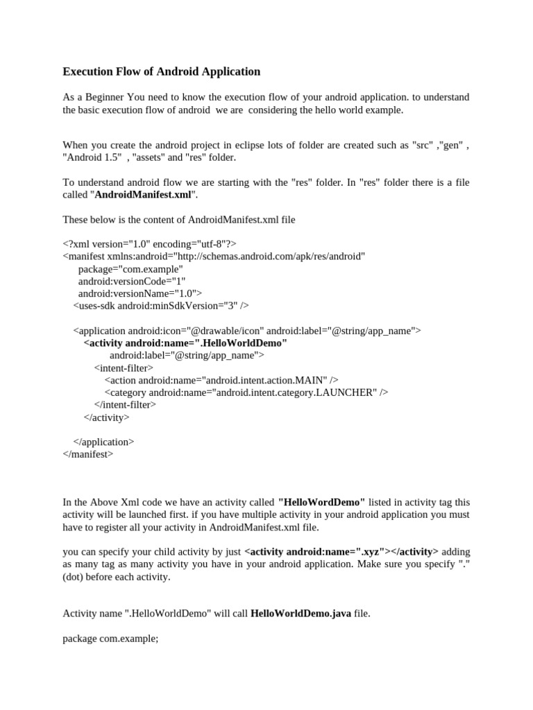 Execution Flow of Android Application | PDF