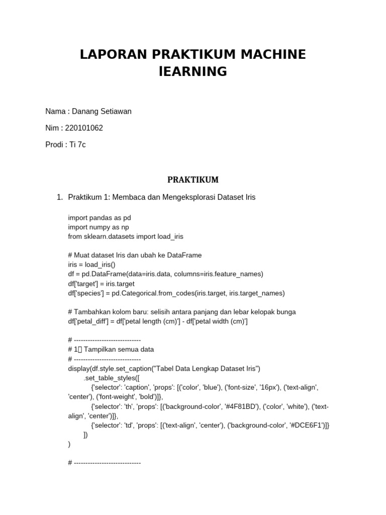 Laporan Praktikum Machine Learning Danang | PDF | Chess Openings | Chess