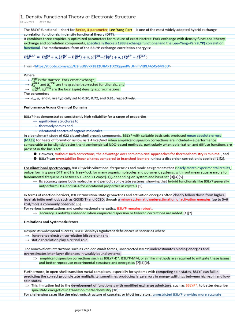 1. Density Functional Theory of Electronic Structure | PDF | Density ...