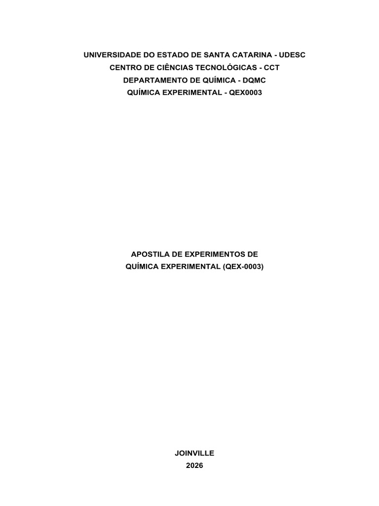 Apostila Química Experimental - 2026 - 01 (1) - 1 | PDF | Solubilidade ...