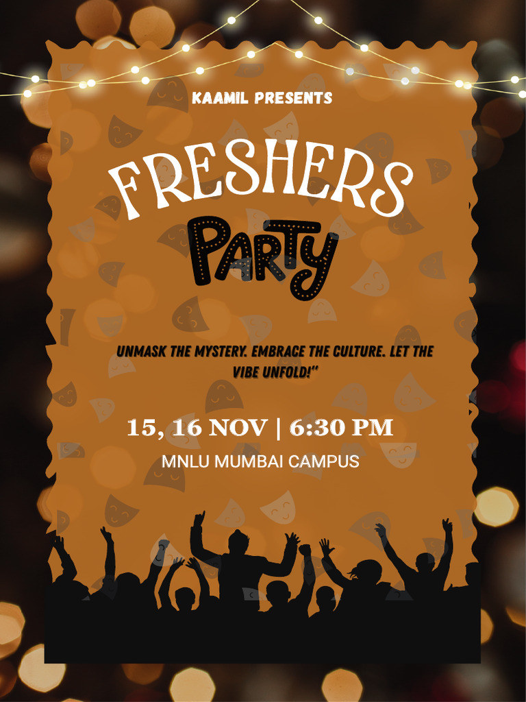 Gold Modern Freshers Party Invitation | PDF