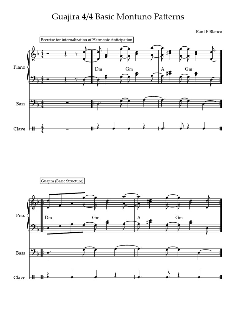 Guajira 4 4 Basic Montuno Patterns | PDF