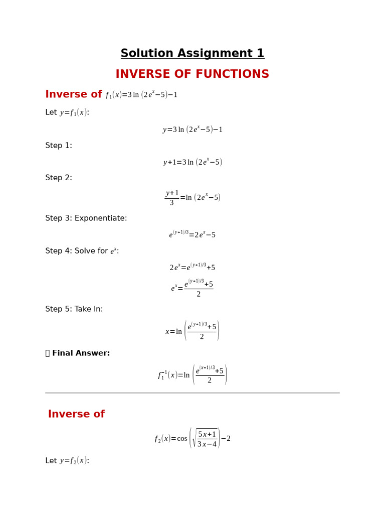 Solution Assignment 1-1 | PDF | Function (Mathematics) | Square Root