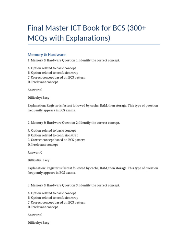 Final ICT Master Book 300 | PDF | Random Access Memory | Computer Data ...