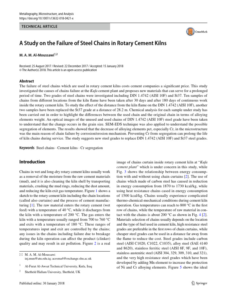 A Study on the Failure of Steel Chains in Rotary C | PDF | Stainless ...