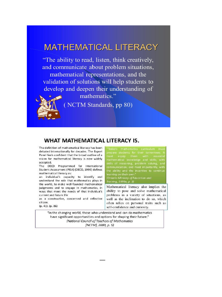 What is Mathematical Literacy | PDF