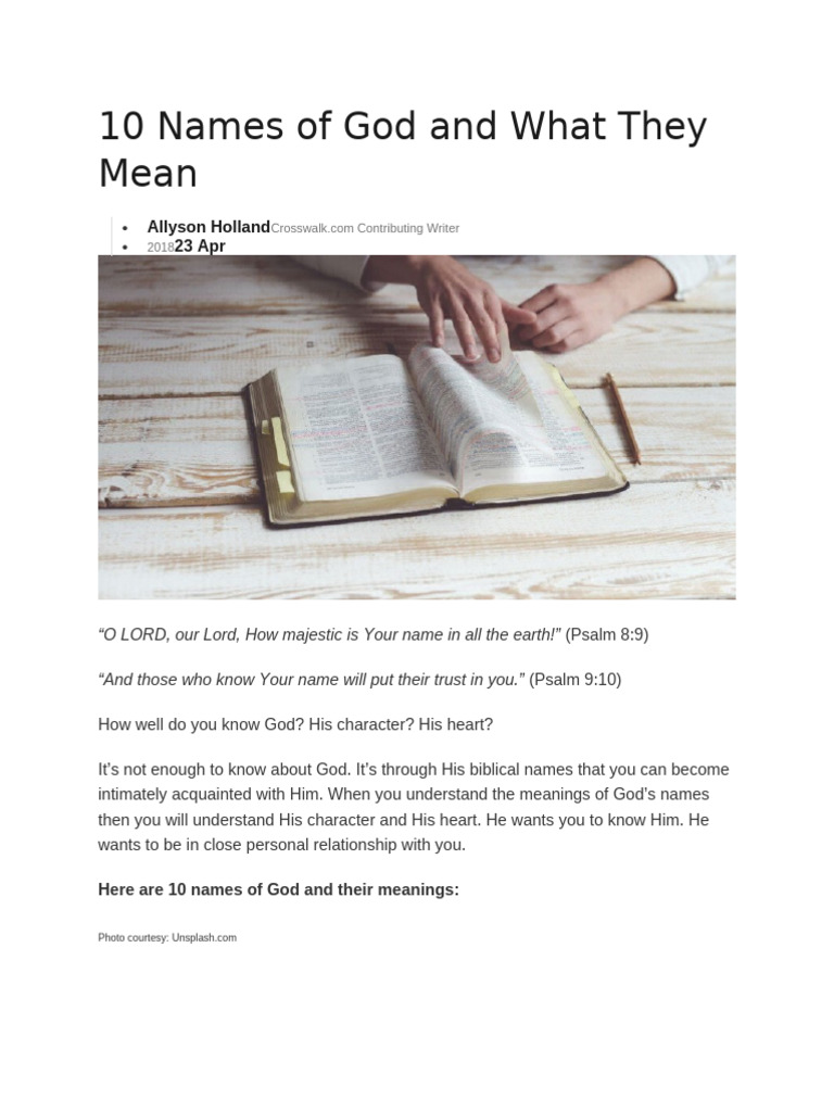 10 Names of God and What They Mean | PDF | Abraham | God