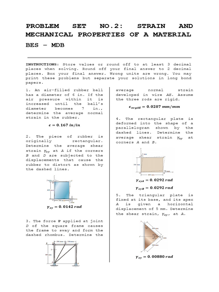 Problem Set No2 Mdb | PDF | Elasticity (Physics) | Young's Modulus