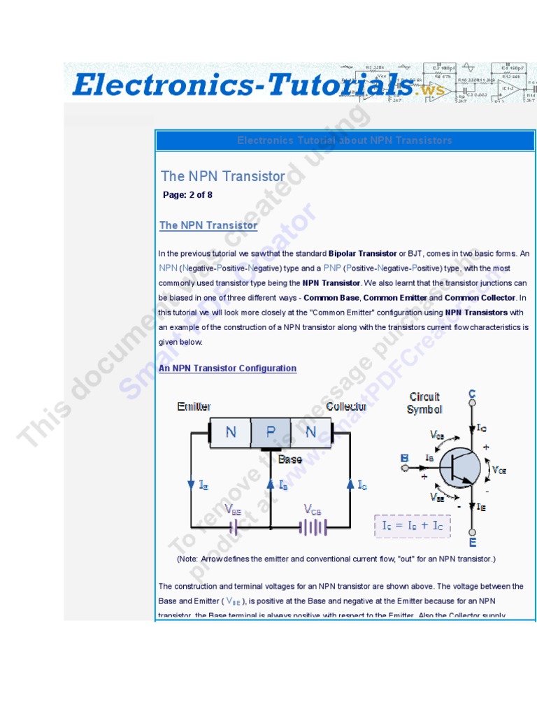 BJ Transistor Tutorial 2 of 8 | PDF | Bipolar Junction Transistor ...