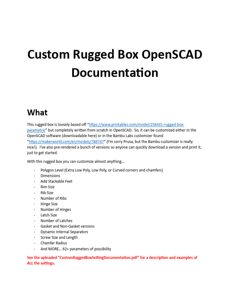 Custom Rugged Box Setting Documentation | PDF | Screw