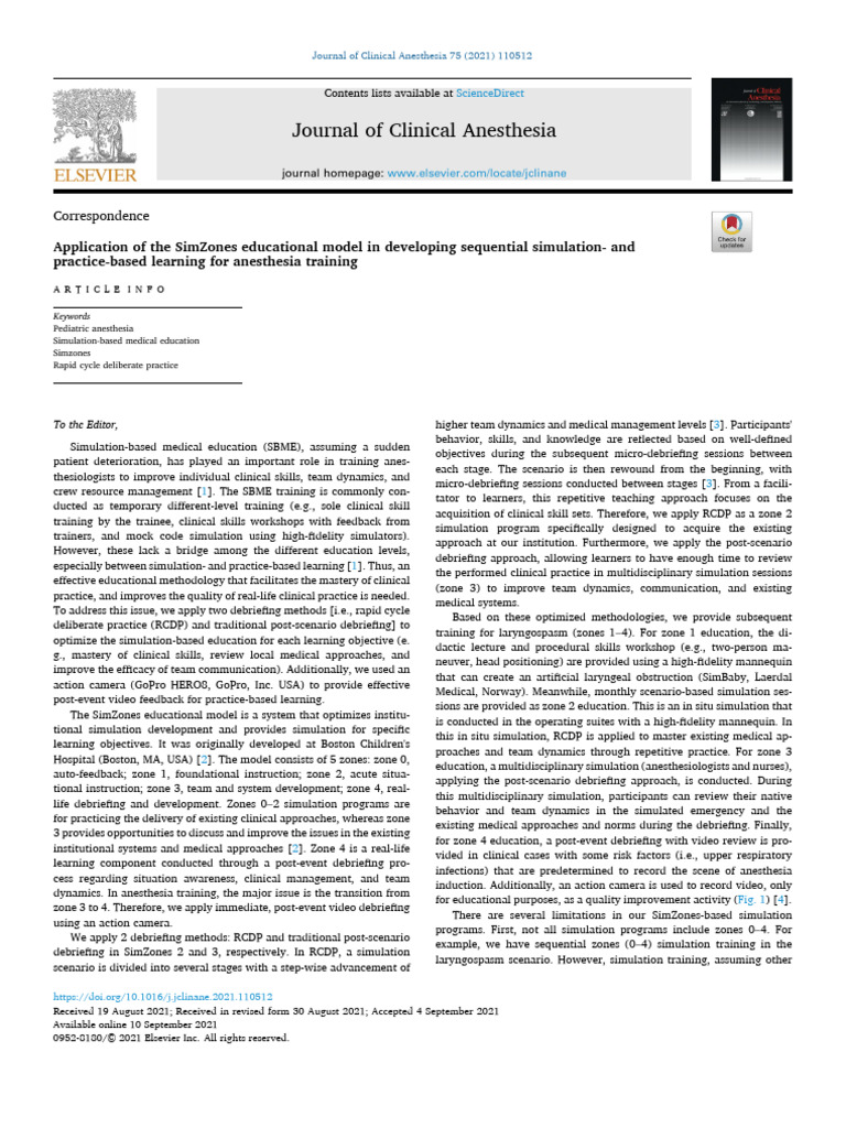 Application of the Simzones | PDF | Simulation | Learning