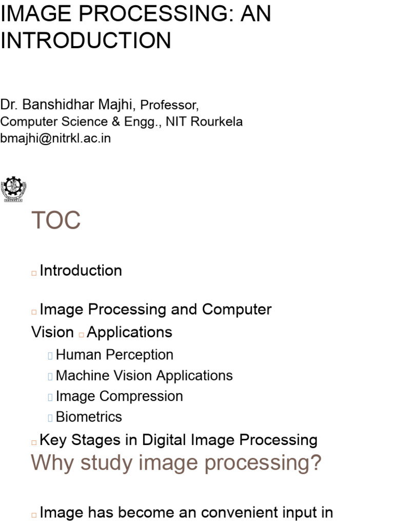 1.1 Introduction to Image Processing | PDF | Computer Vision | Biometrics