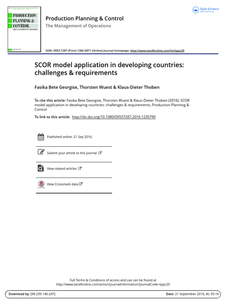 SCOR Model Application in Developing Countries Cha | PDF | Supply Chain ...