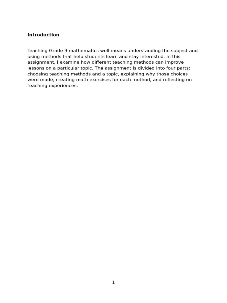 Maths Sp Teaching Final Assignment | PDF | Teaching Method | Mathematics