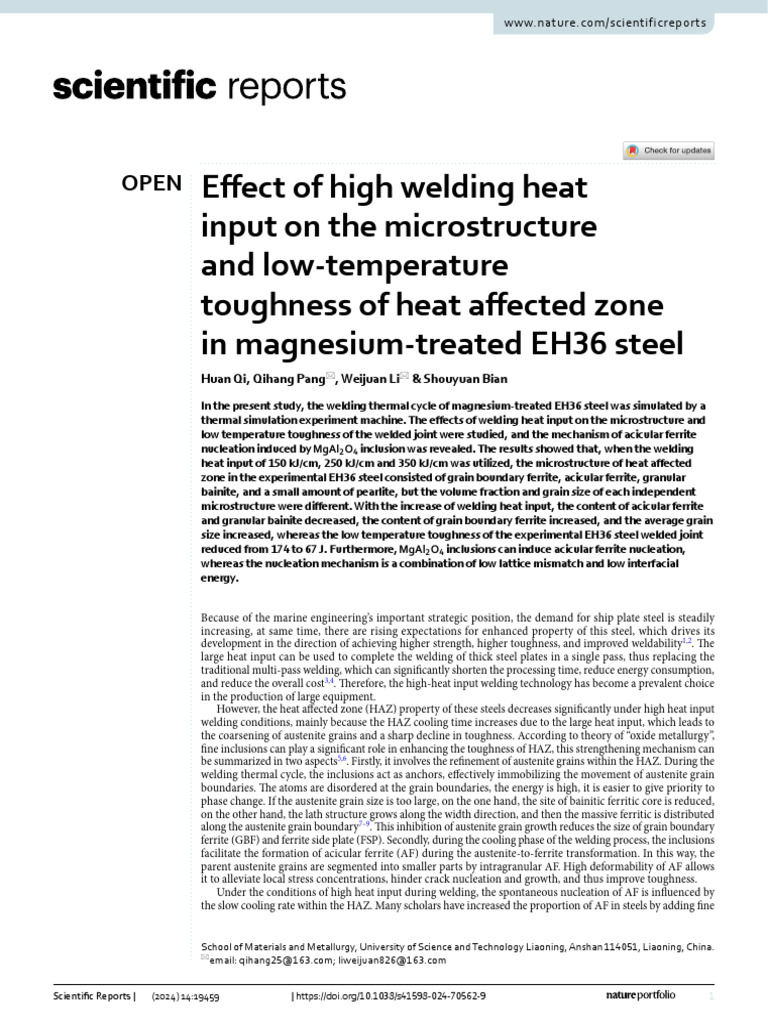 Effect of High Welding Heat Input on the Microstructure of HAZ EH36 ...