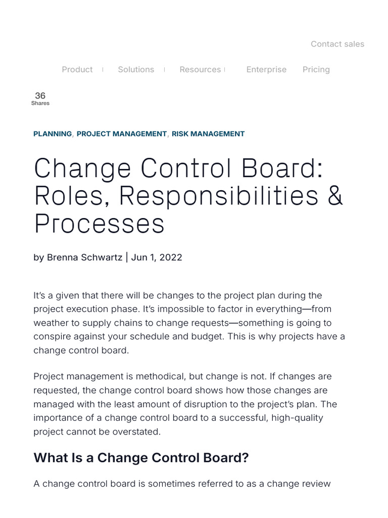 Change Control Board_ Roles, Responsibilities & Processes | PDF ...