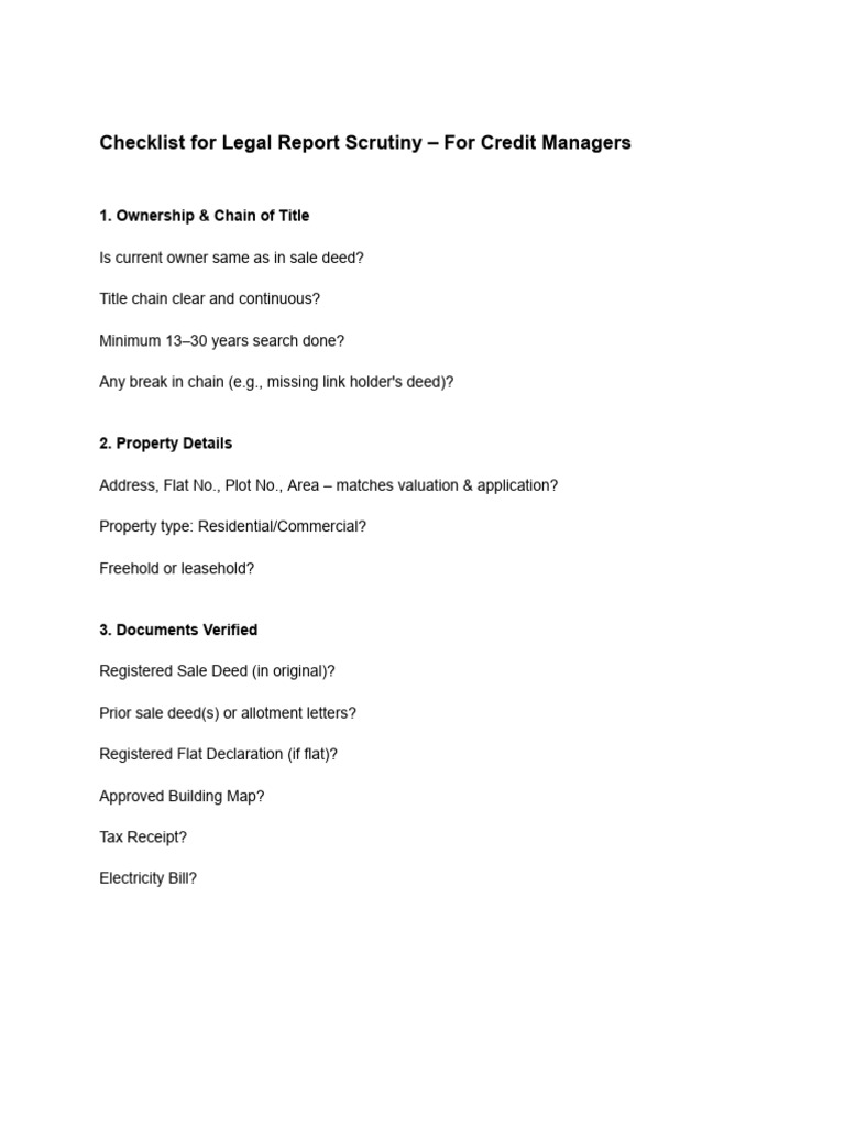 Legal Checklist | PDF