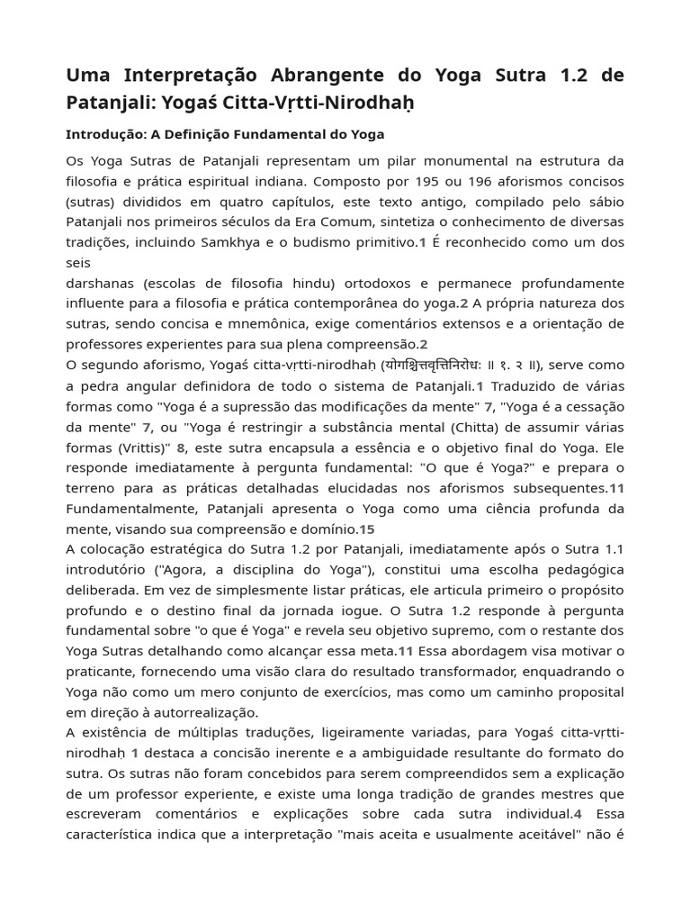 Uma Interpretação Abrangente Do Yoga Sutra 1.2 de Patanjali | PDF ...