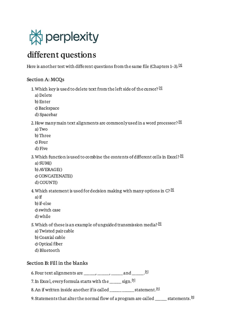 Different Questions | PDF