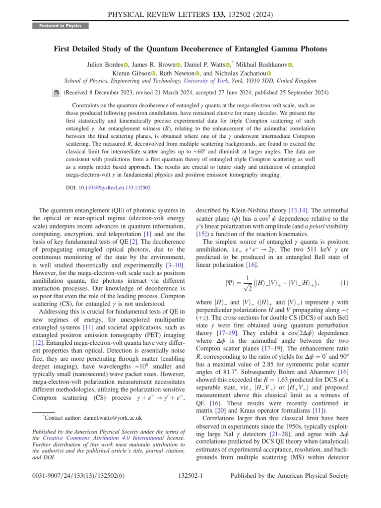 Bordes2024 - First Detailed Study of the Quantum Decoherence of ...