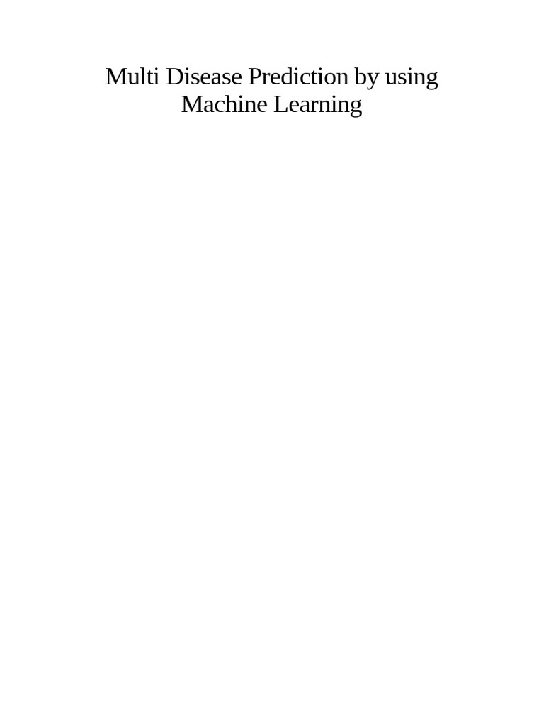 Multi Disease Prediction by using Machine Learning | PDF | Support ...