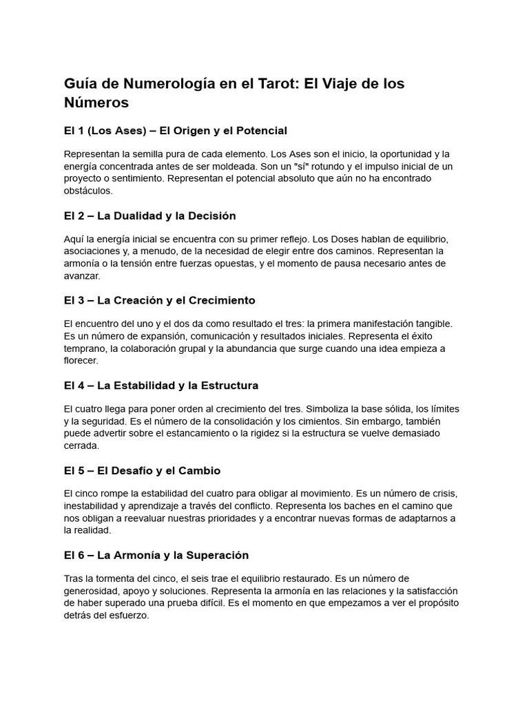 Guía de Numerología en El Tarot- El Viaje de Los Números | PDF