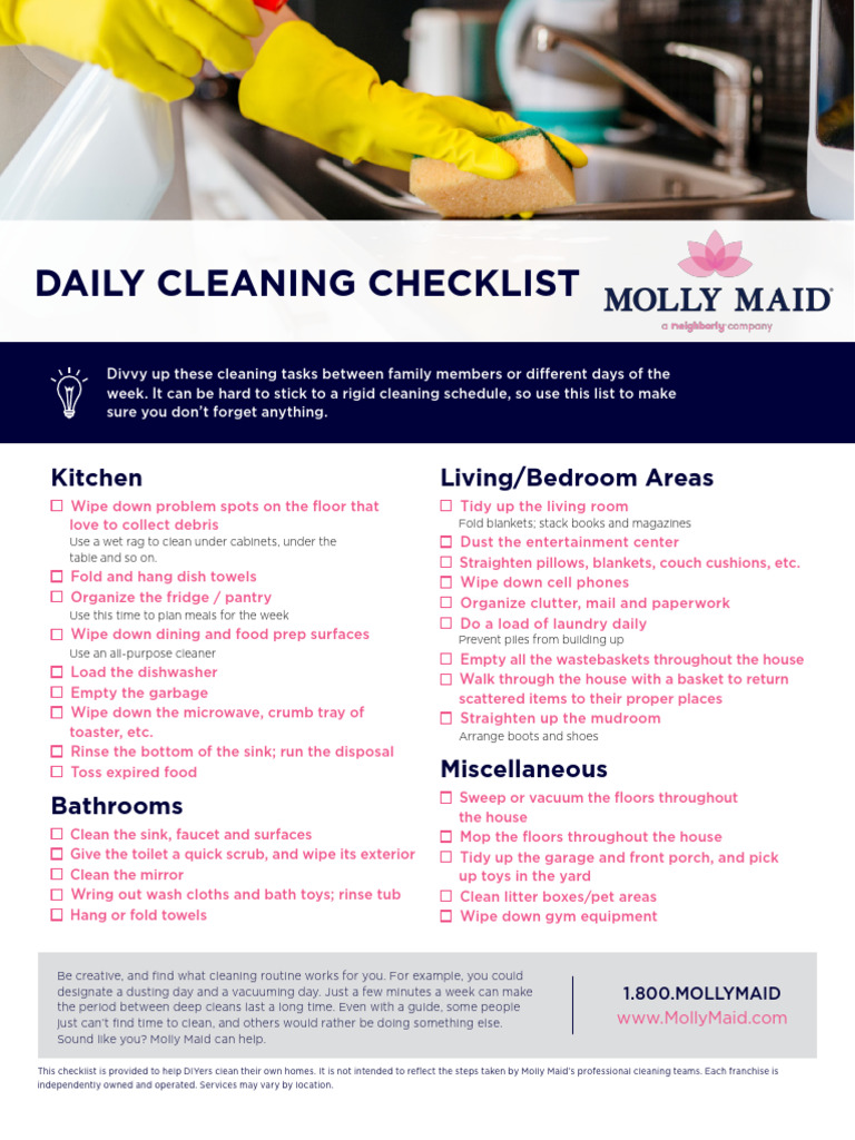 Molly Maid House Cleaning Checklists | PDF | Shower | Vacuum Cleaner