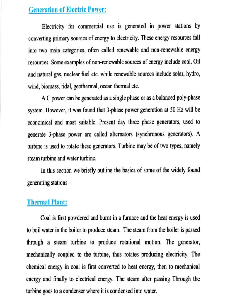 Power Generation Notes | PDF | Electricity Generation | Power Station