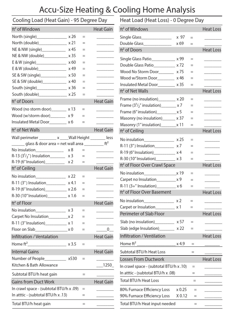 Accu Size Heating Cooling Home Analysis | PDF | Building Insulation | Wall
