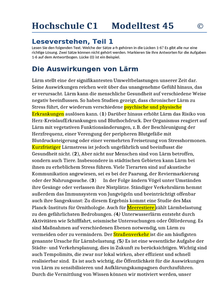 Hochschule C1 Modelltest 45 | PDF