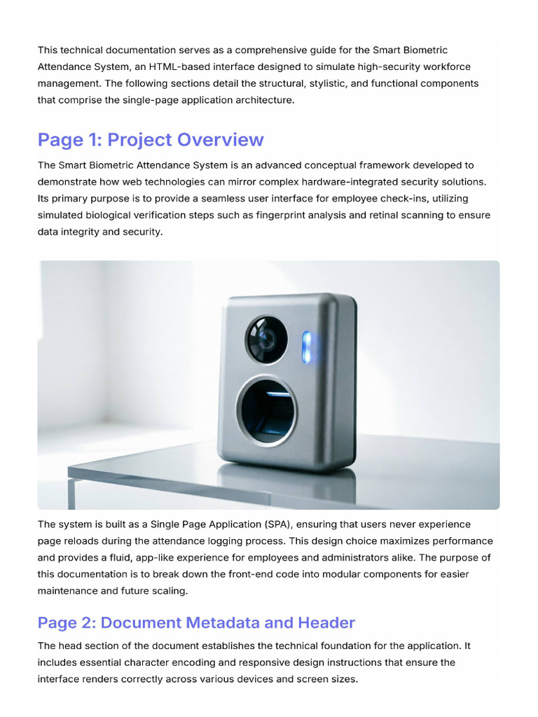 Create a 11-Page Technical Documentation for the Provided Smart ...