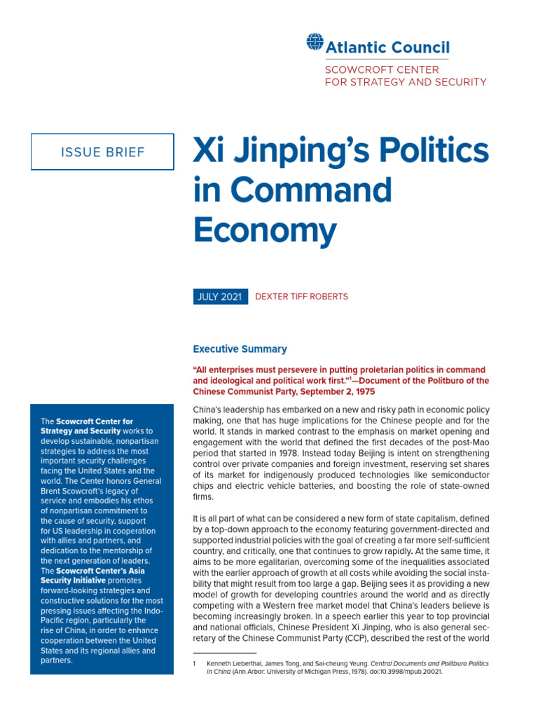 Xi Jinpings Politics in Command Economy | PDF | China | World Politics
