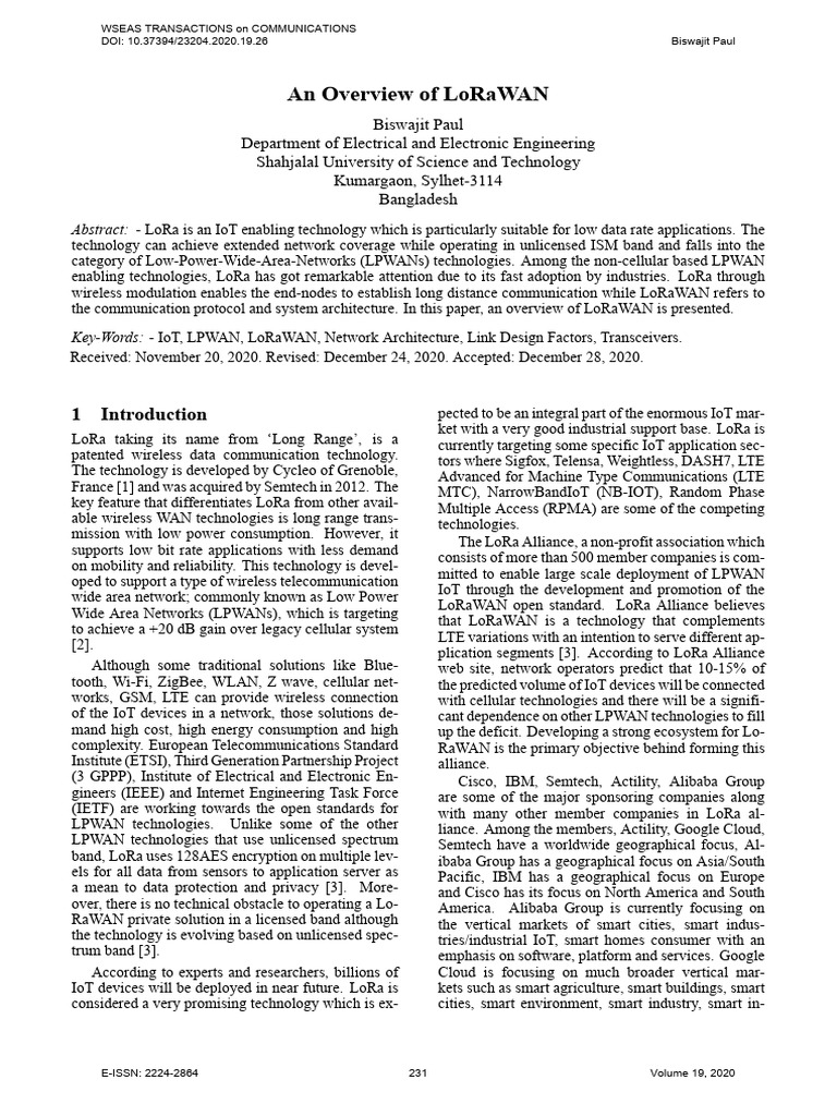 An Overview of LoRaWAN | PDF | Computer Network | Service Industries