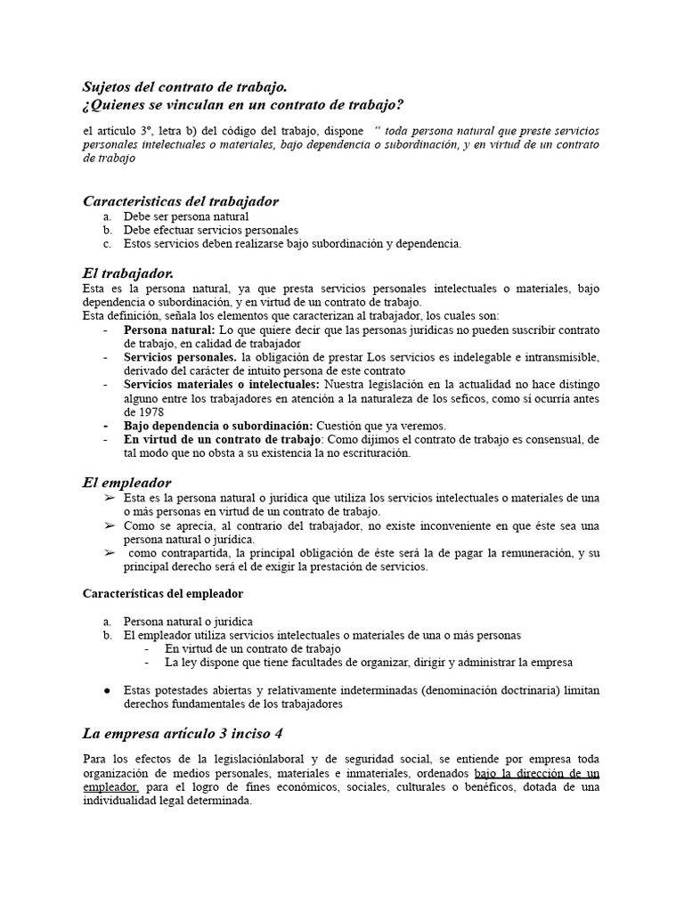 Sujetos Del Contrato de Trabajo | PDF | Derecho laboral | Justicia