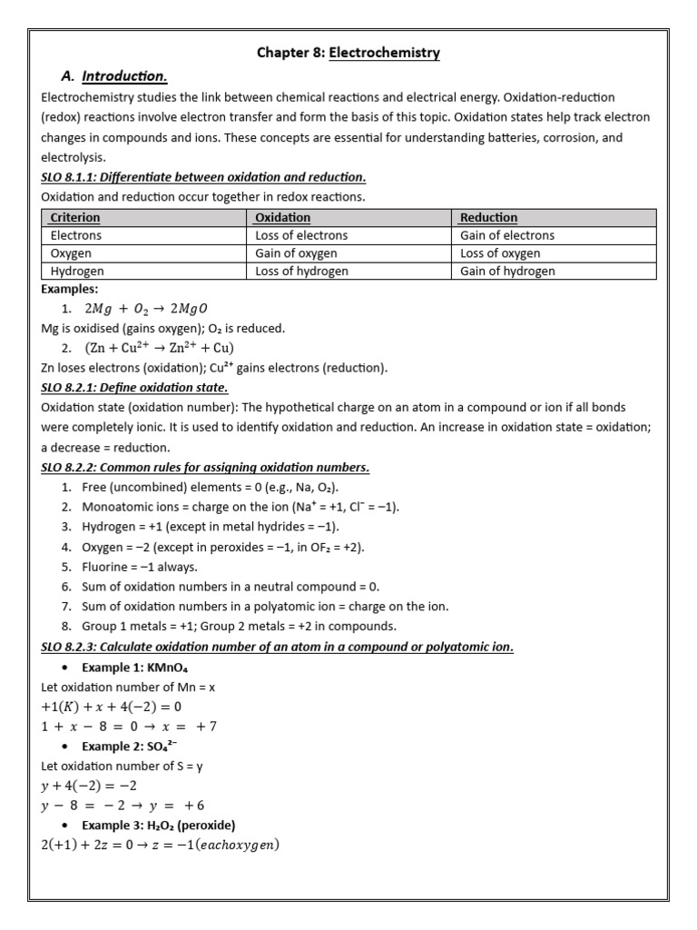 Electrochemistry Notes | PDF | Redox | Electrochemistry