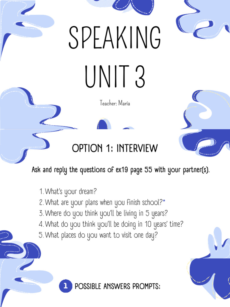 Speaking Unit 3 | PDF