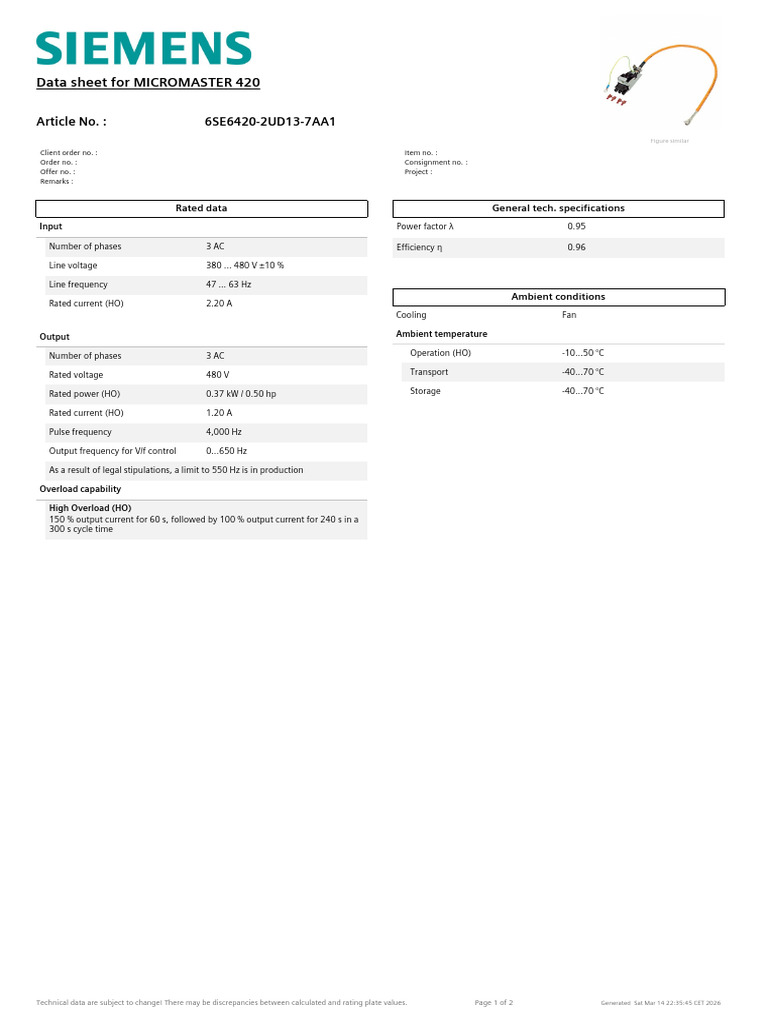 6SE6420 2UD13 7AA1 Datasheet En | PDF | Alternating Current ...