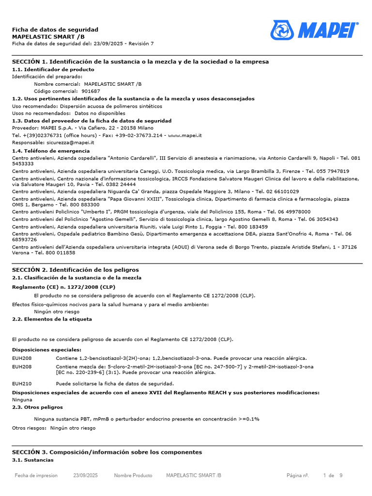 Mapelastic B | PDF | Residuos | Gestión de residuos