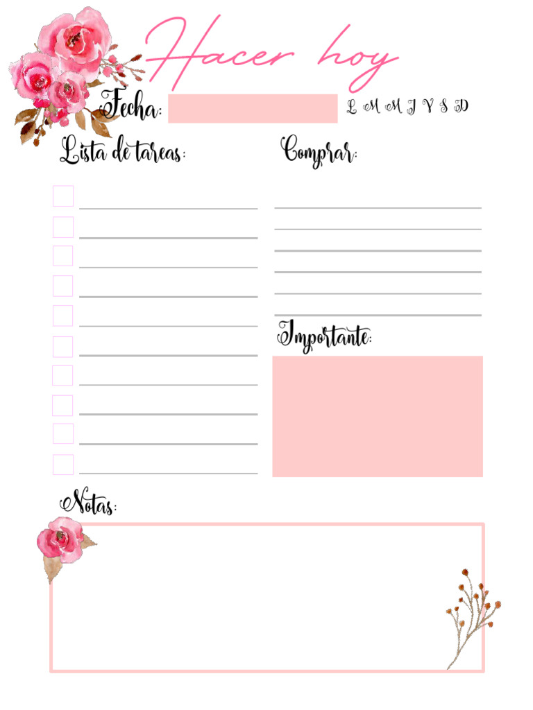 Mini Planner Floral Rosa | PDF