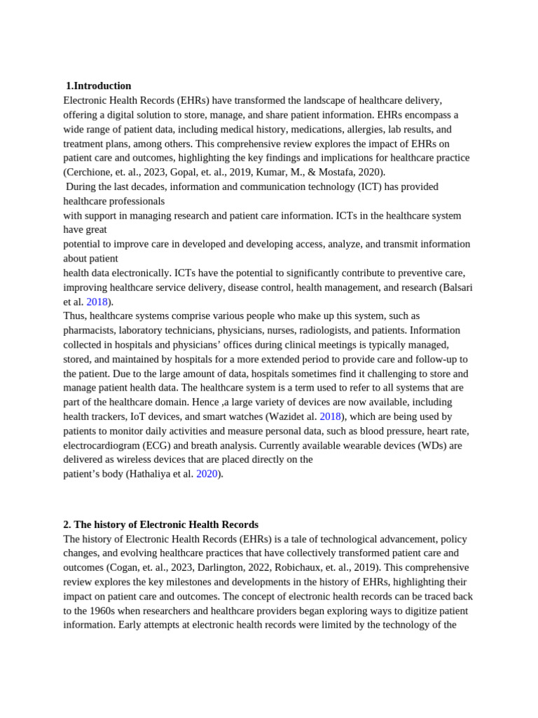 IMPACTS OF ELECRONIC HEALTH RECORDS ( EHR ) ON PATIENT CARE AND DATA ...