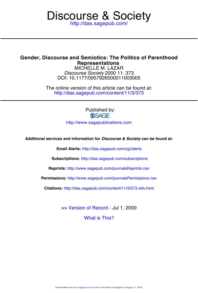 Gender and Discourse in Parenthood | PDF | Semiotics | Communication