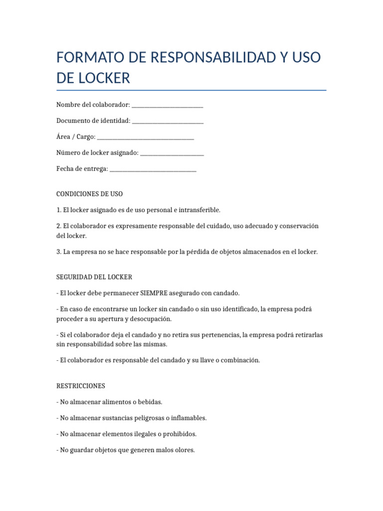 Formato Locker | PDF