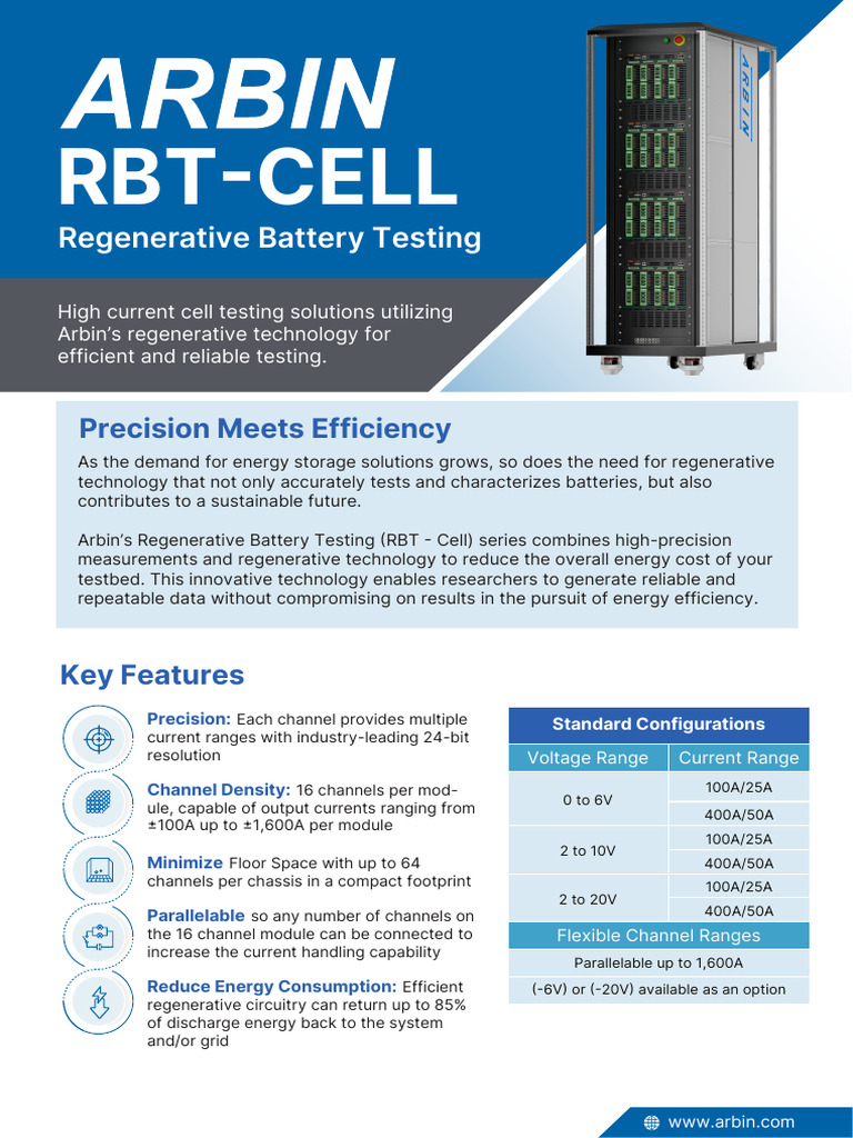 Arbin RBT-Cell Brochure Rev05 | PDF | Energy Storage | Computer Hardware