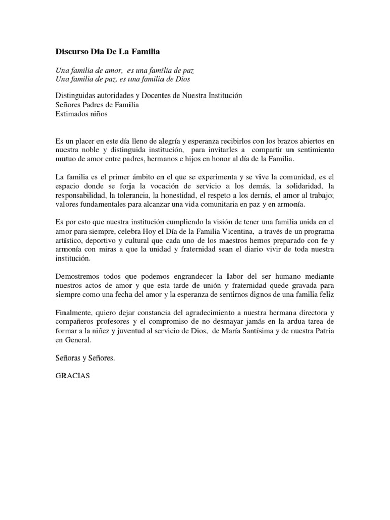 Discurso Dia de La Familia