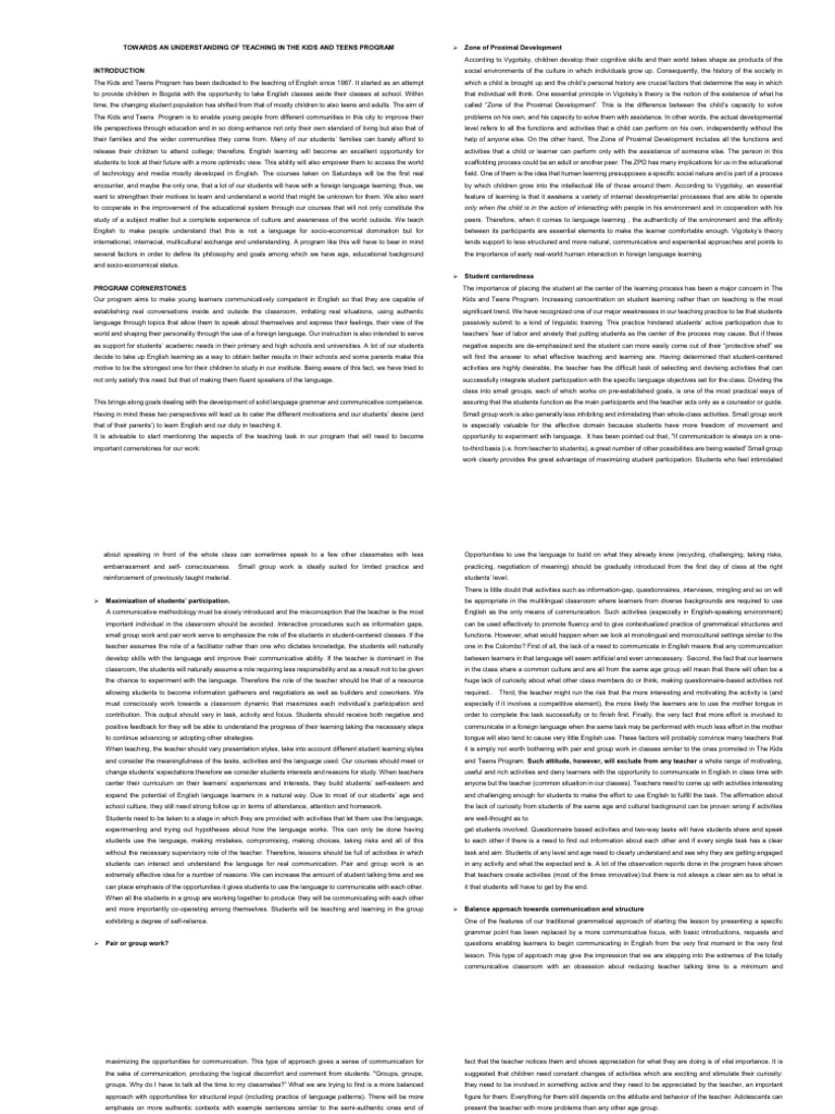 Towards an Understanding of Teaching in the Ktp | PDF | Learning | Teachers