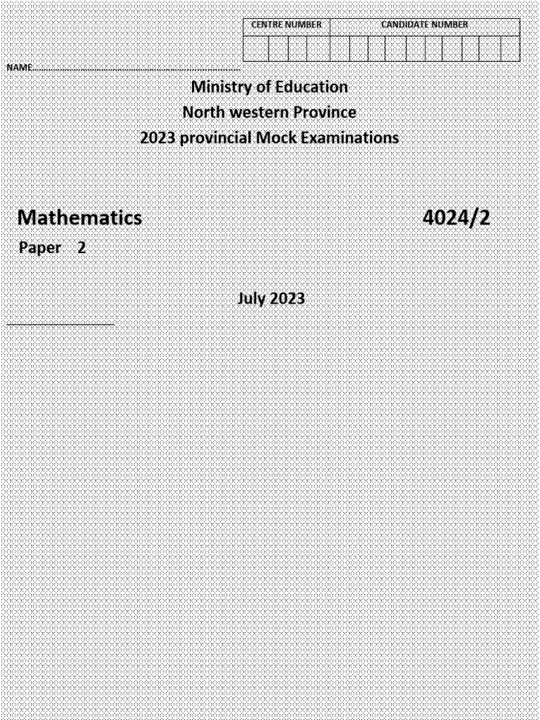 G12 Mathematics Paper 2 Mock 2023 | PDF | Numbers | Significant Figures