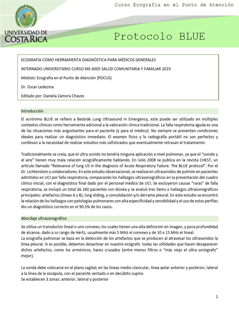 Tema 3a Protocolo Blue | PDF | Pulmón | Ultrasonido