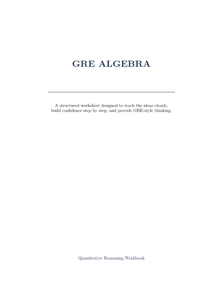 GRE Algebra Section | PDF